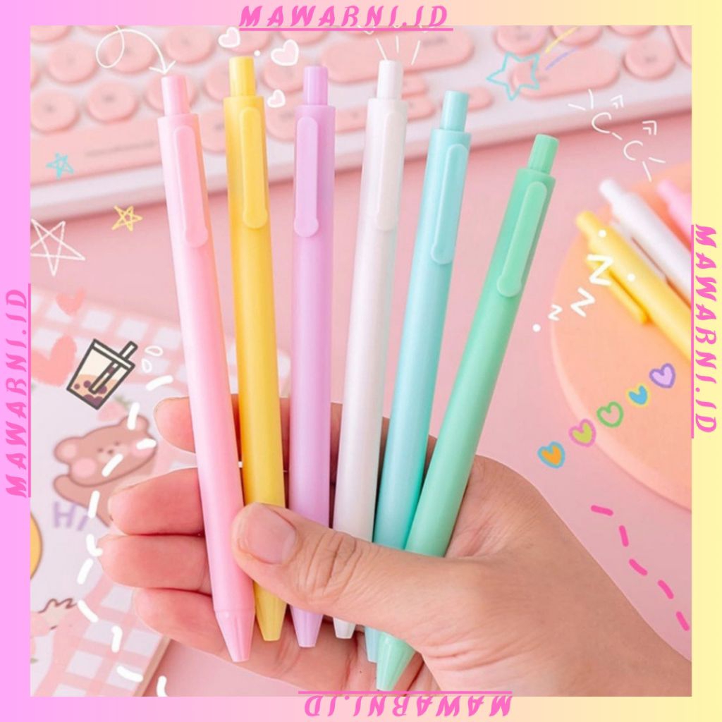

MAWARNI Pena Cetekan Macaroon Pulpen Warna Pastel Tinta Hitam Alat Tulis Sekolah Kantor Pena Warna-Warni