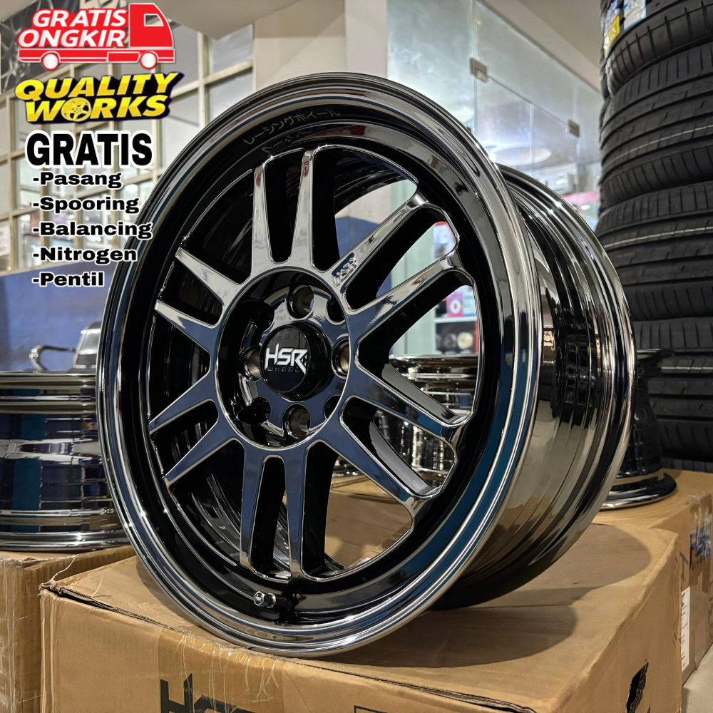 Velg Mobil Honda City, Jazz, Ring 16 Velg Racing R16 Hsr Bly Black Chrome