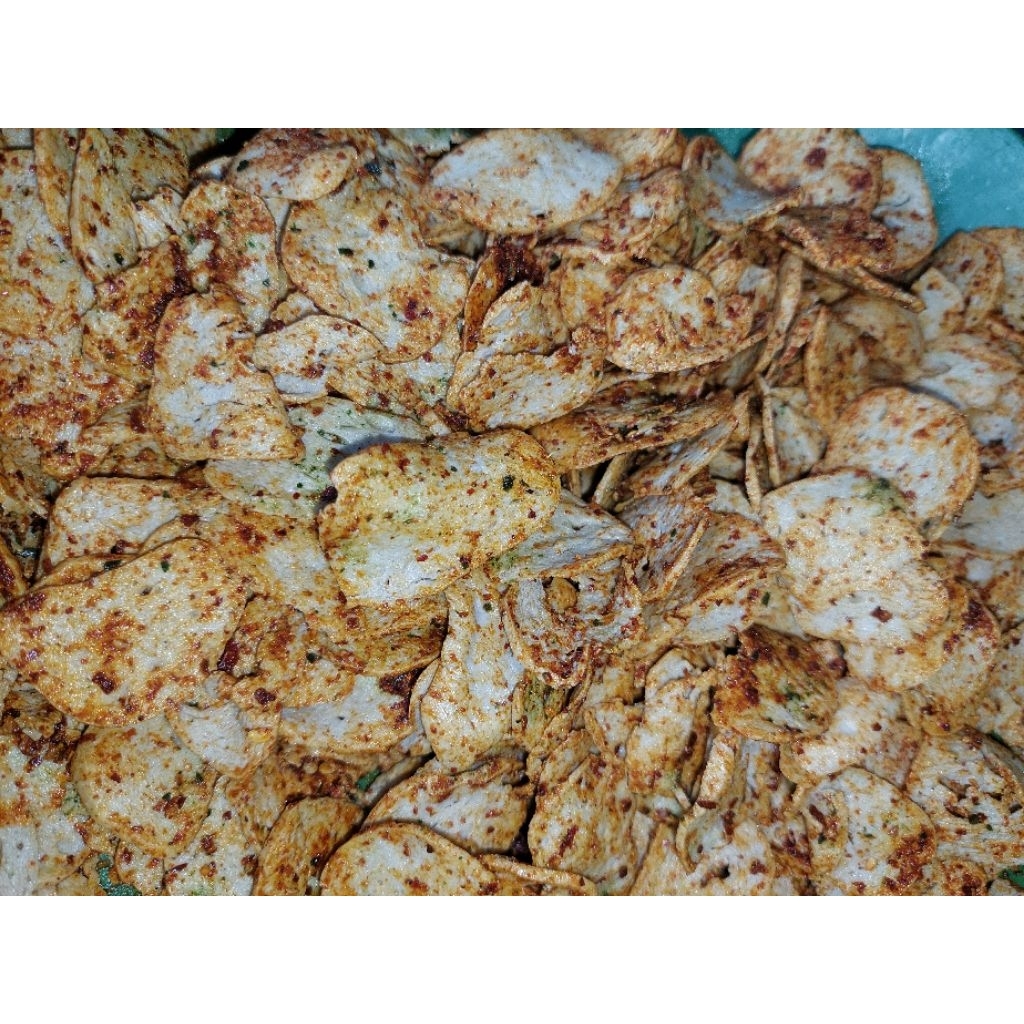 

Basreng pedas daun jeruk 1 kg enak, renyah, gurih basreng koin