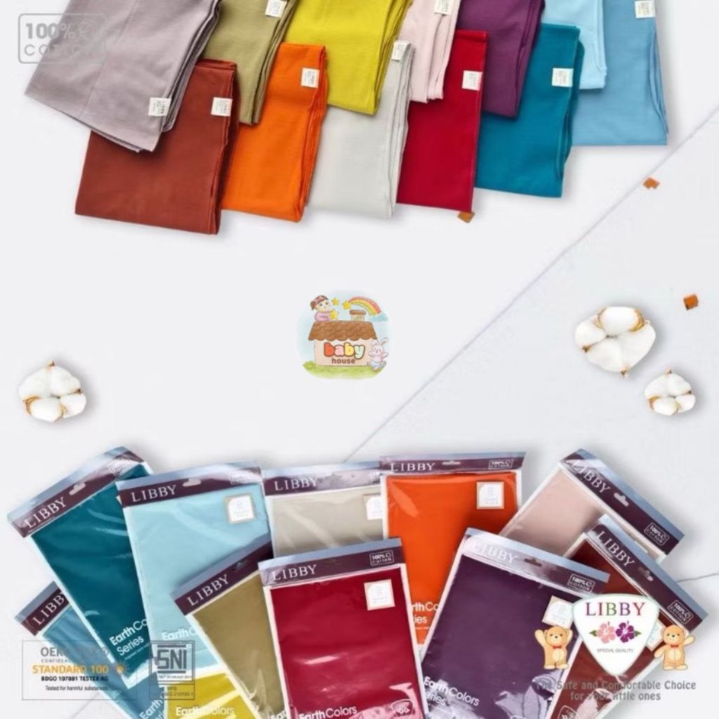 Libby Bedong Cotton Earth / Bedong Polos Warna Premium
