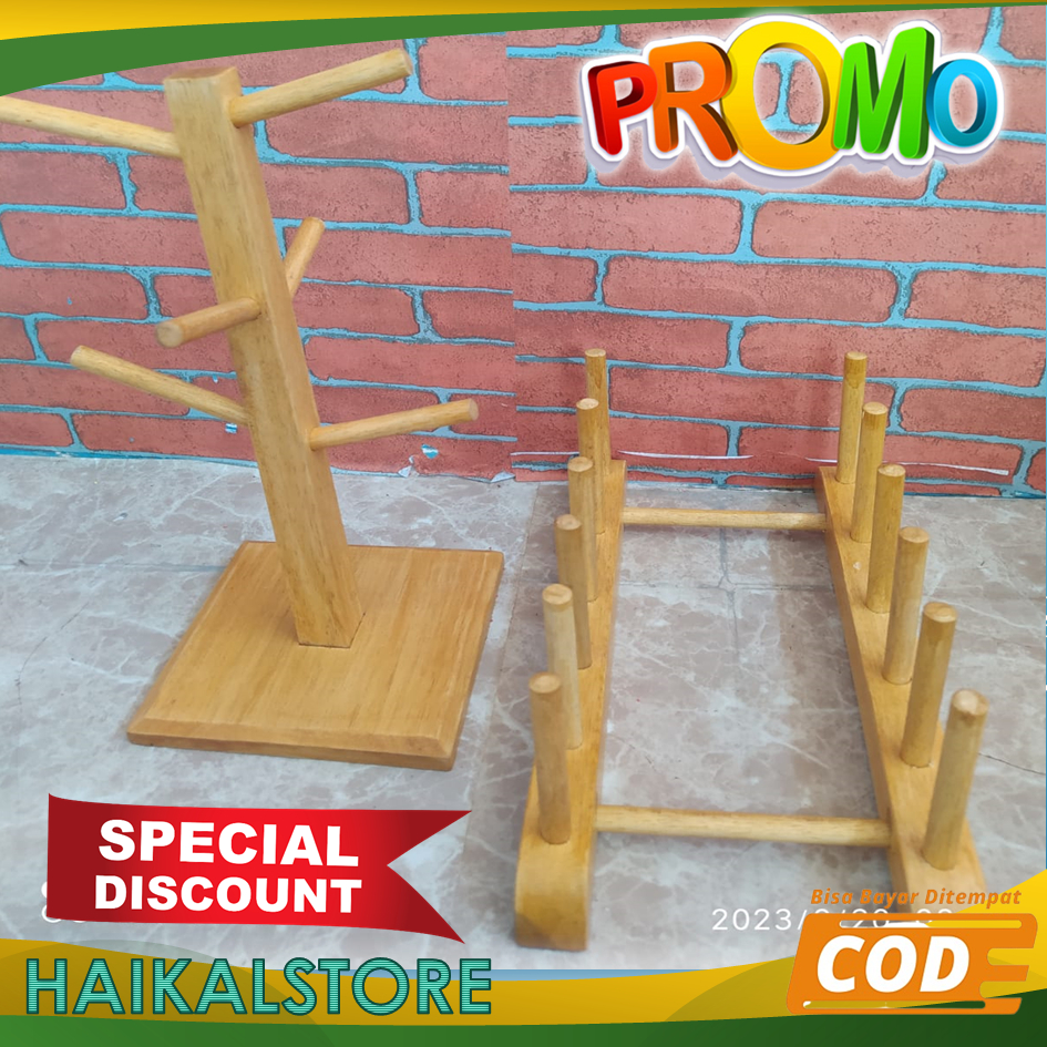 RAK KAYU SUSUN PIRING GELAS BUKU TALENAN TUTUP PANCI / RAK DAPUR / RAK MEJA DAPUR / RAK PENYIMPANAN