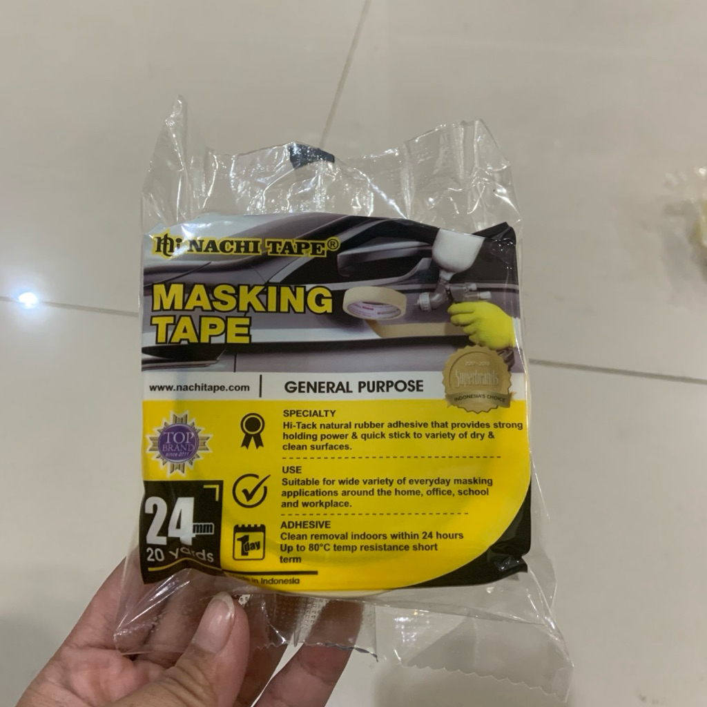 

NACHI Lakban Kertas Isolasi Solasi Masking Tape 1 inch (24mmx20yd) murah berkualitas