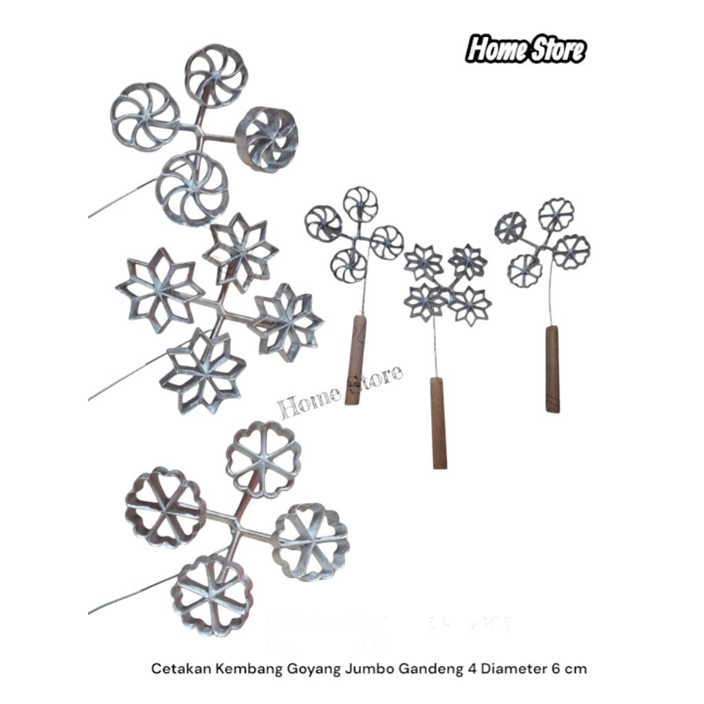 CETAKAN KUE KEMBANG GOYANG JUMBO CABANG 4, Motif (Bintang,Bunga,Kipas )