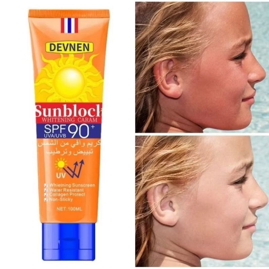 Devnen Sunblock Whitening Cream SPF 90+ Sunblock Wajah dan Badan