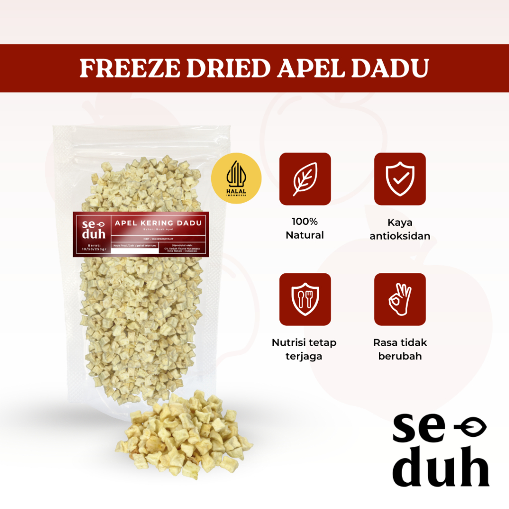 

Seduh Freeze-Dried Apple / Buah Apel Kering Beku Dadu / Freeze Fruit