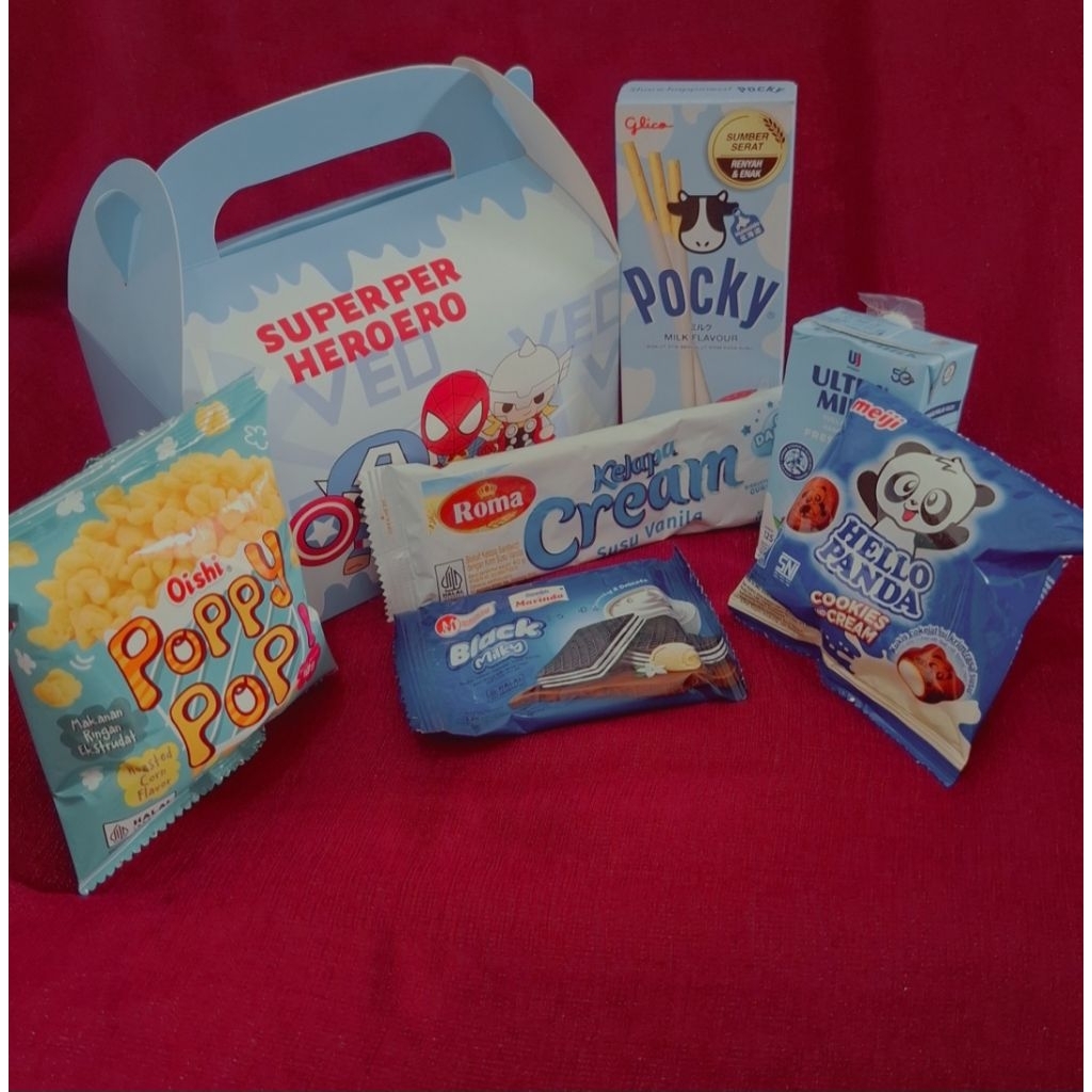 

GOODIE BAG Super Hero, snack Ultah, sovenir lucu, hadiah menarik, snack balikpapan. (HARGA SUDAH TERMASUK SNACKNYA)