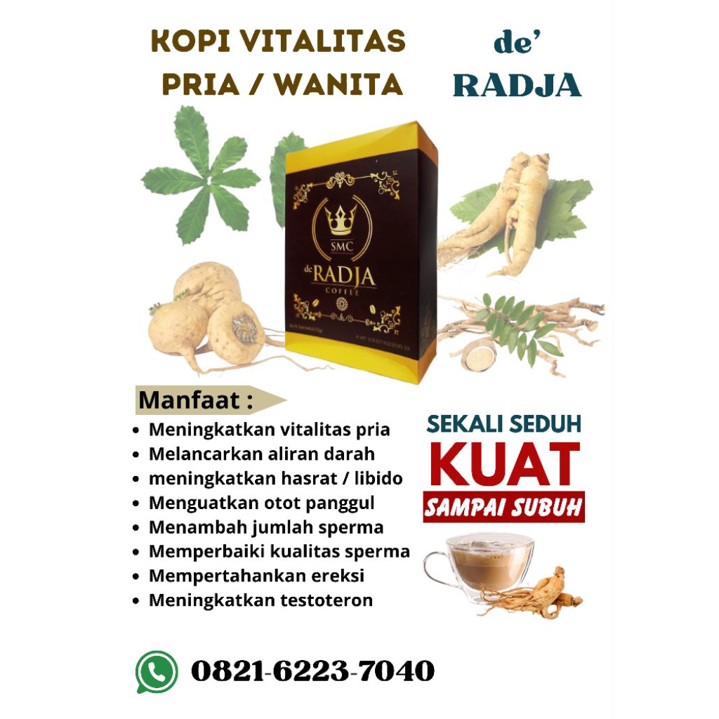 

kopi herbal stamina De RADJA untuk pria dan wanita