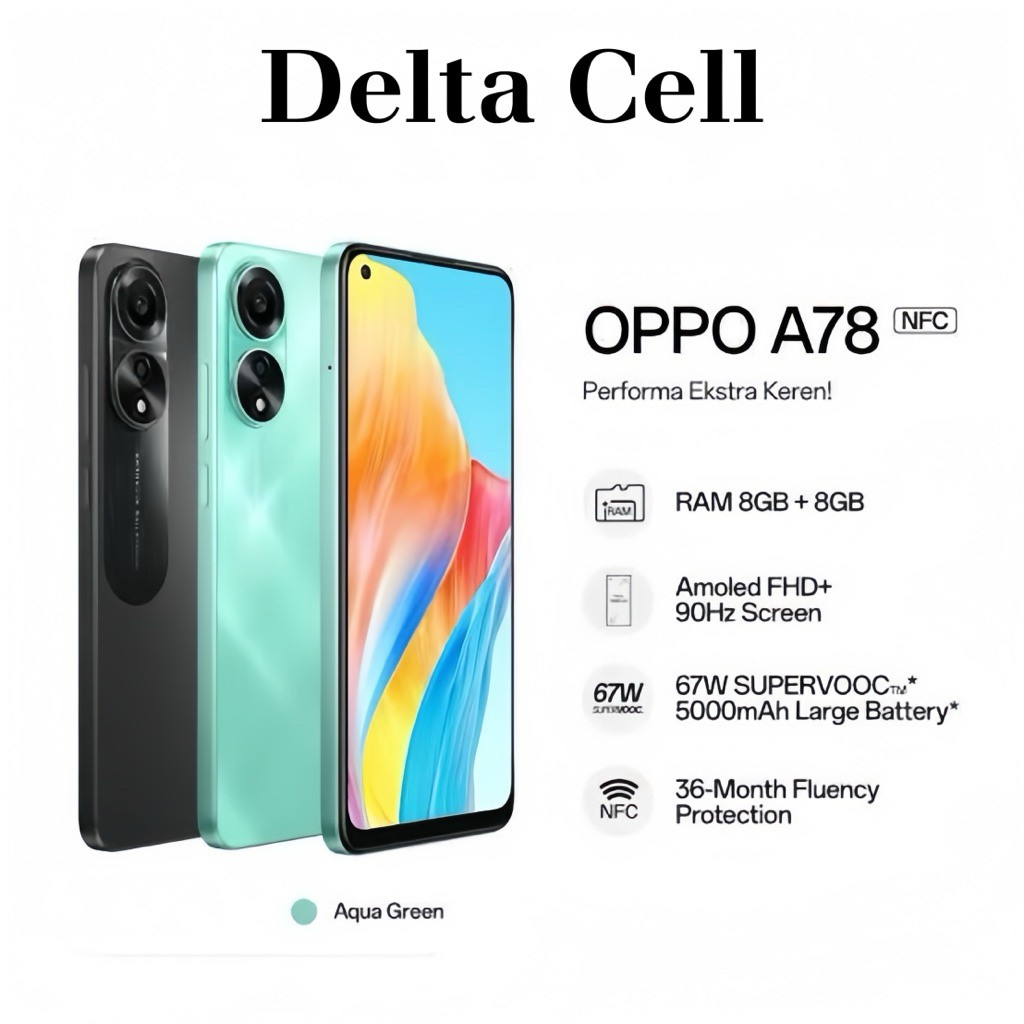 Hp Oppo A78 NFC bonus headset bluetooth Oppo Enco Buds 2, Garansi resmi