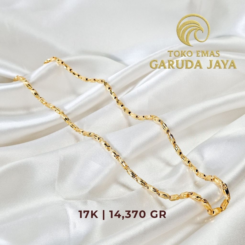 KALUNG EMAS CYLINDER TWIST 17K | KALUNG RANTAI SILINDER SPIRAL 17K | KALUNG EMAS 17K | KALUNG 14 GR