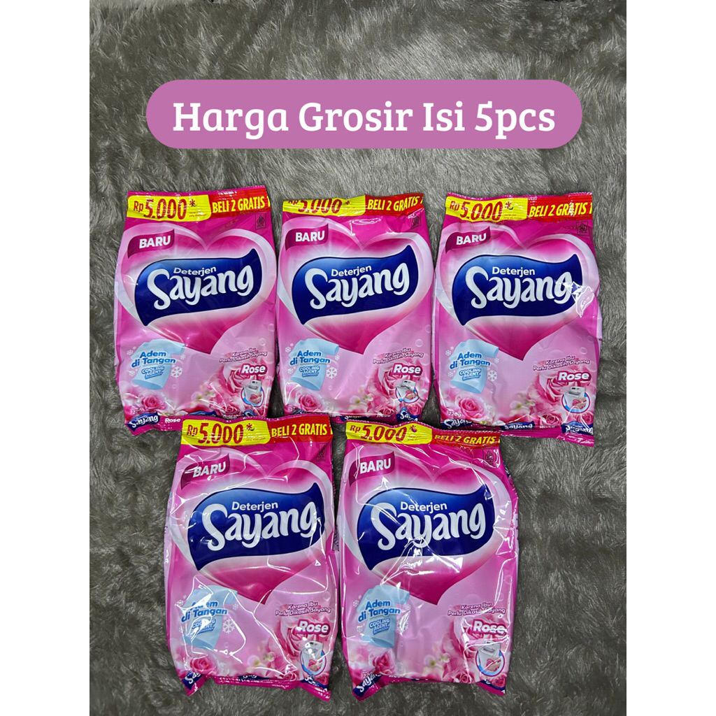(Paket 5pcs) Sabun Sayang/ Sabun Cuci Baju Sayang/ Sabun Deterjen Bubuk 220gram Paket Hemat Harga Gr