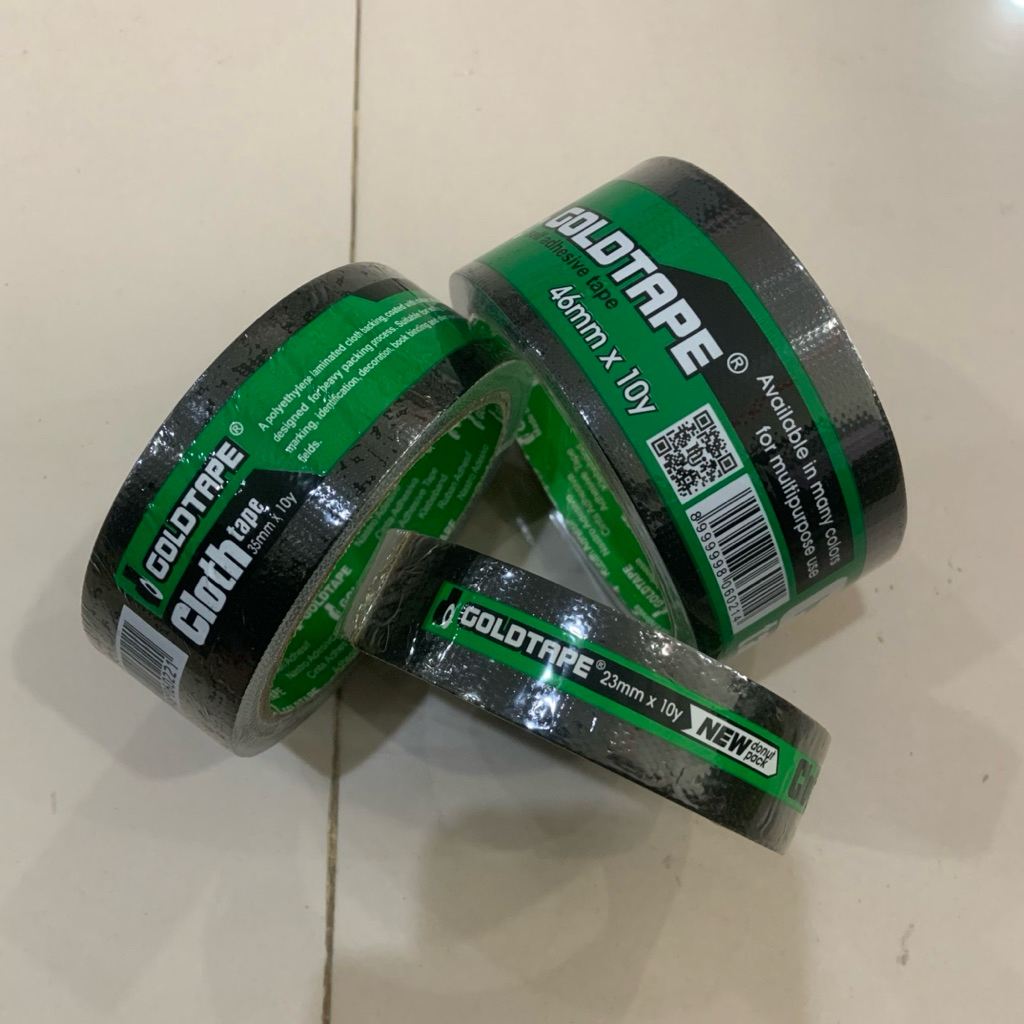

GOLD GREEN Lakban Kain Hitam Isolasi Cloth Tape 1 1.5 2” inch x 10 yard - lakban jilid