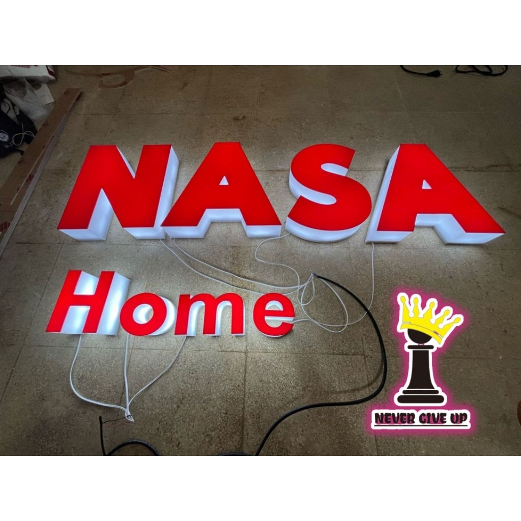 Huruf Timbul Akrilik + Lampu Led