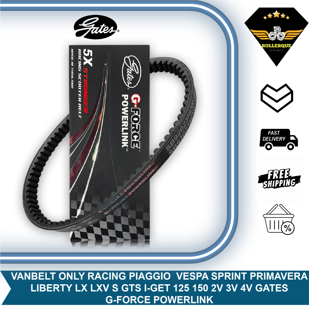 Vanbelt V Belt Gates G-Force Racing Vespa Sprint Primavera Liberty LX LXV S GTS I-Get 125 150 2V 3V 