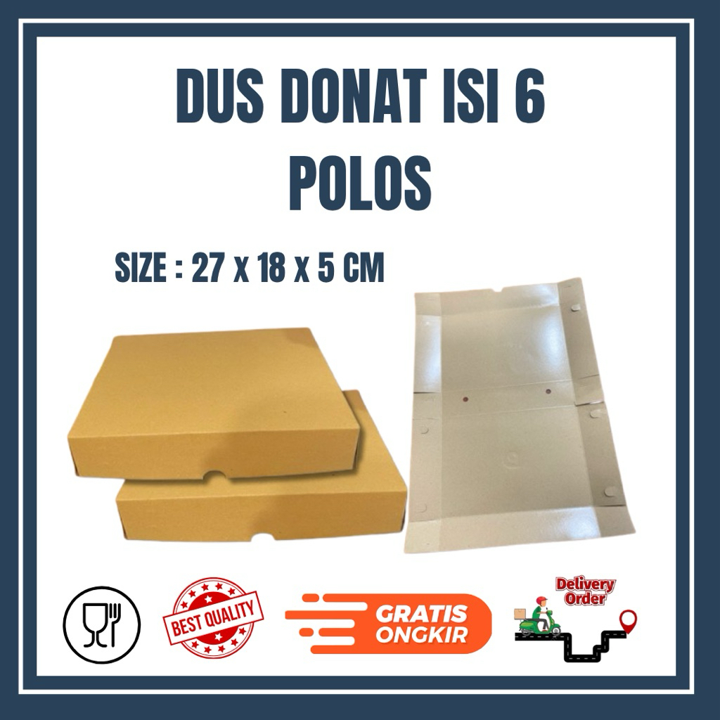 DUS DONAT ISI 6 POLOS FULL LAMINASI / KOTAK DONAT ISI 6 POLOS TERMURAH / MUAT SAMPAI 12 DONAT MINI