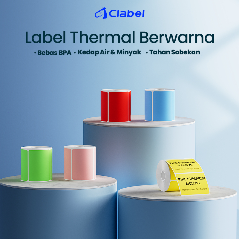 

CLABEL Label Warna Termal Stiker Label Tahan Air dan Tahan Minyak yang Dapat Dilepas Cocok untuk Printer 221B/220B/230B