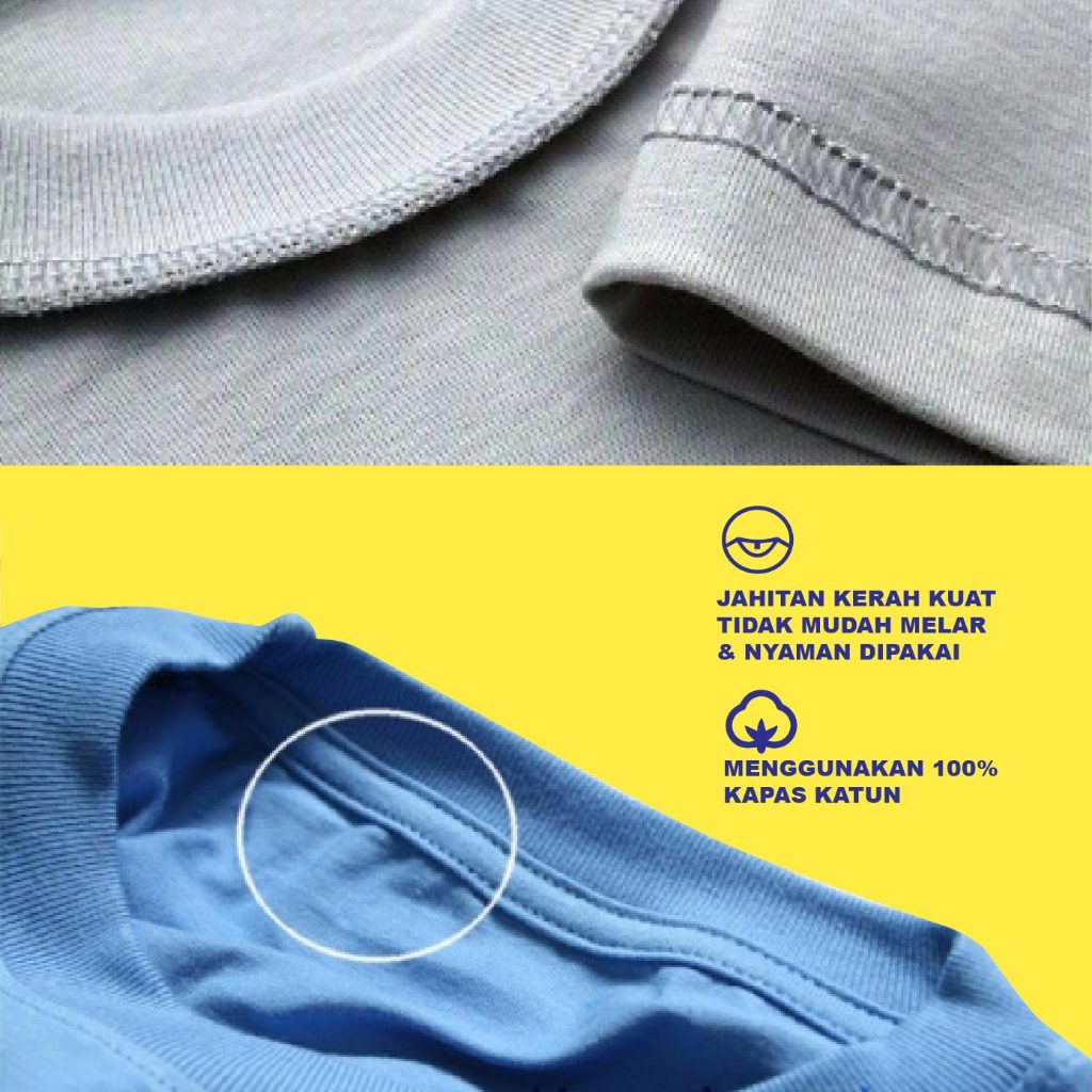 Kaos Oneck Pendek Polos Biru Benhur 24S- Katun Combed 24S - Unisex