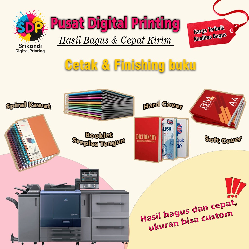 

Jilid Hard Cover / Soft Cover / Spiral / Booklet | Bending Lem Panas | Cetak Uk.A6, A5, A4, Custom | Penjilidan Buku Satuan Murah