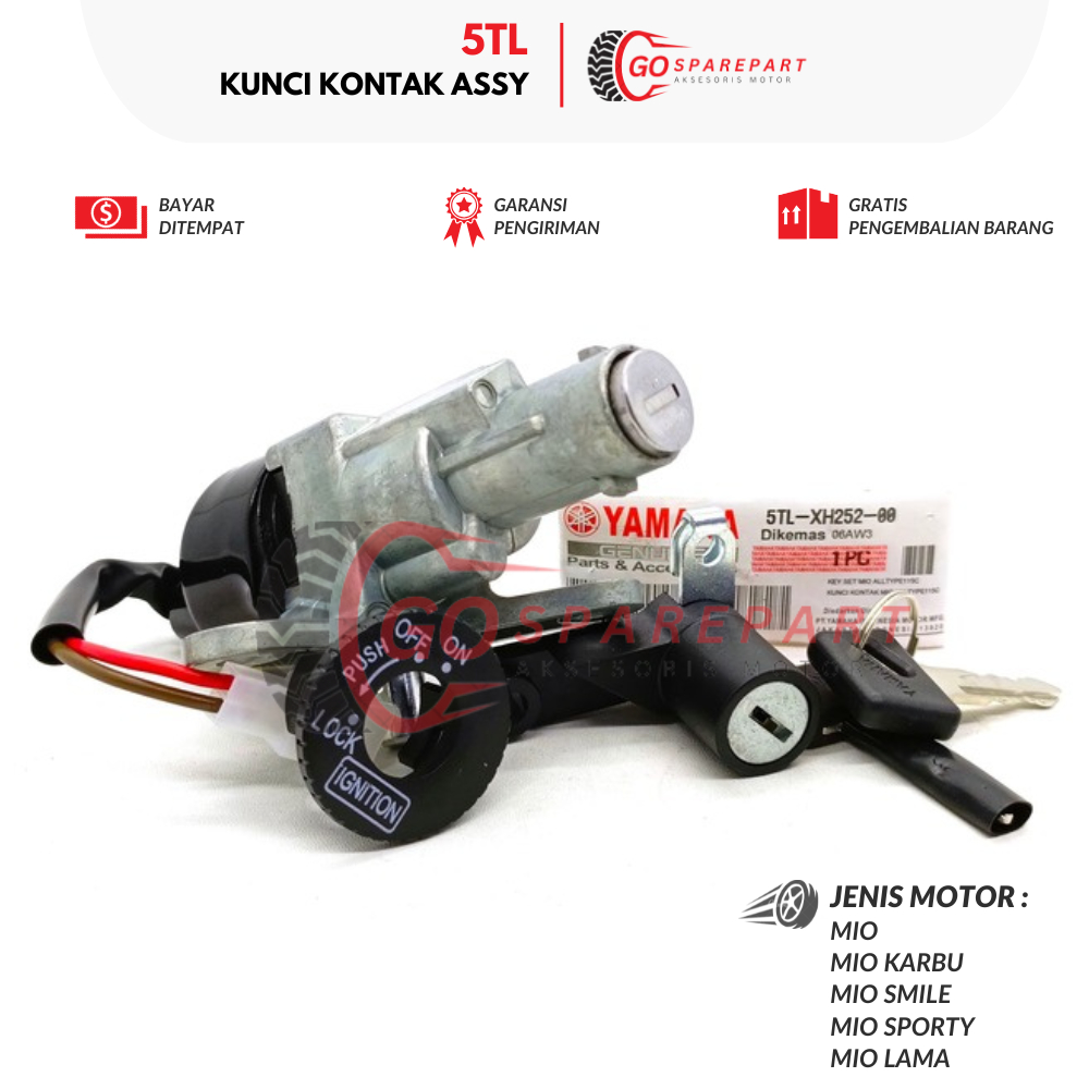 5TL KUNCI KONTAK ASSY MOTOR YAMAHA MIO / KUNCI KONTAK SET MOTOR MIO / RUMAH KUNCI / KUNCI KONTAK FUL