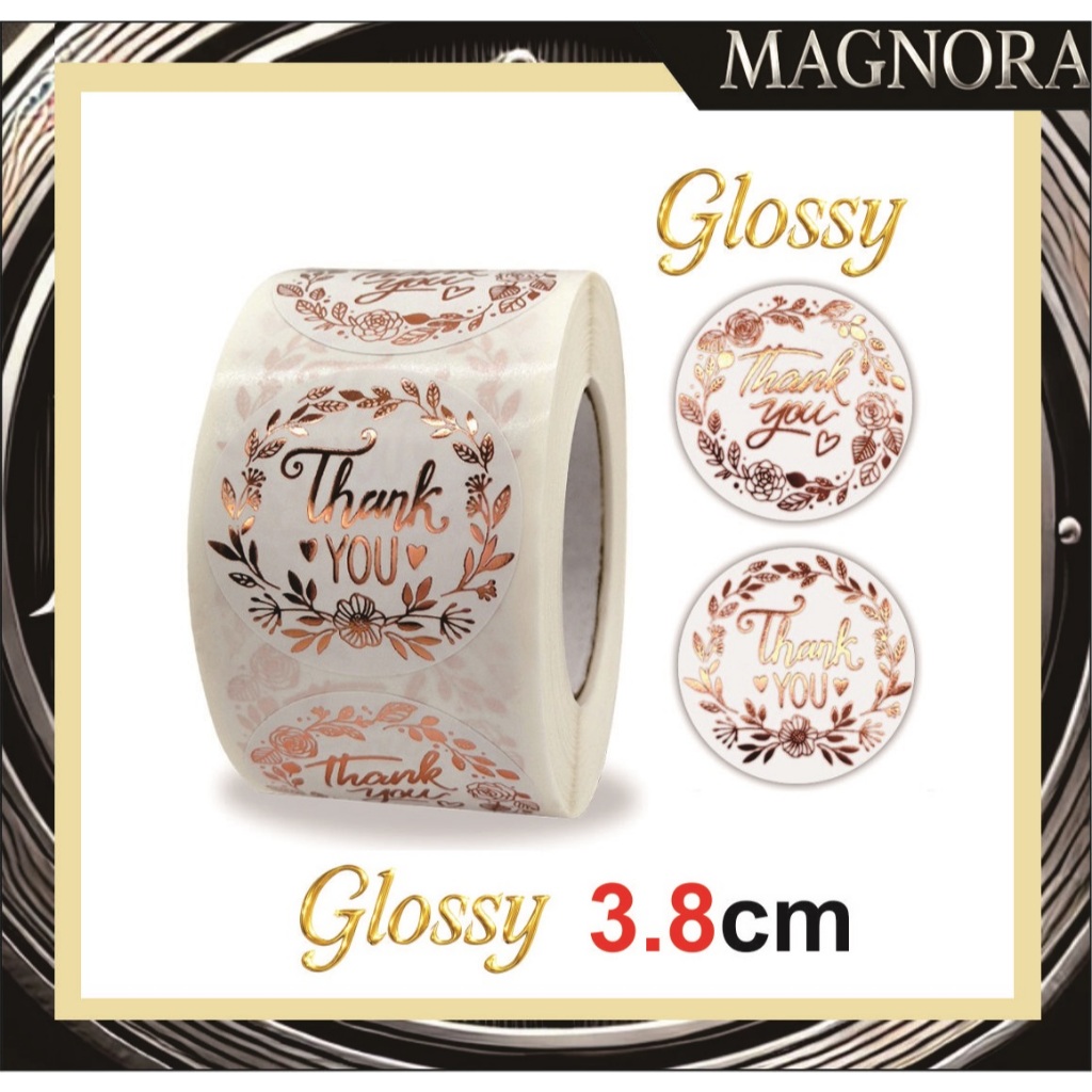 

[ECER]Sticker Thank You Roll 3.8cm isi 500 Glossy Stiker Label Ucapan Terima Kasih Kilau by Magnora