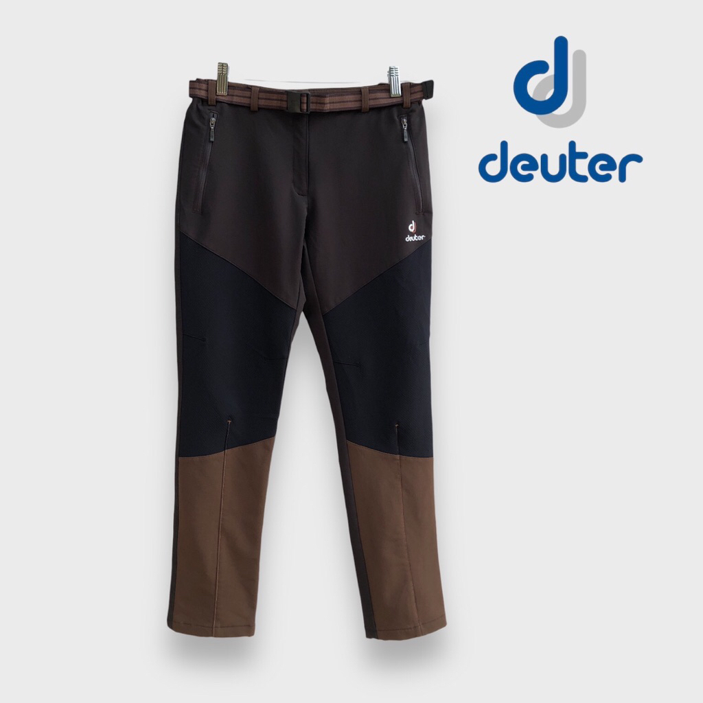 Deuter Pants Softshell Polar Outdoor Motif Colorblock Original Celana Gunung Tebal
