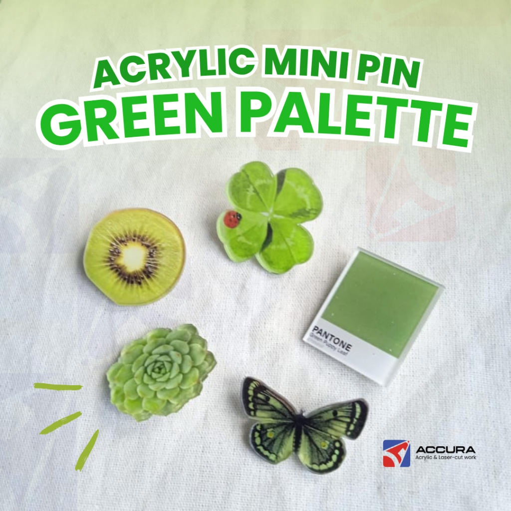 PIN AKRILIK AESTHETIC GREEN PALETTE | BROS PIN AKSESORIS TAS | Pin Bros Tas Hijau Aesthetic [3Cm]