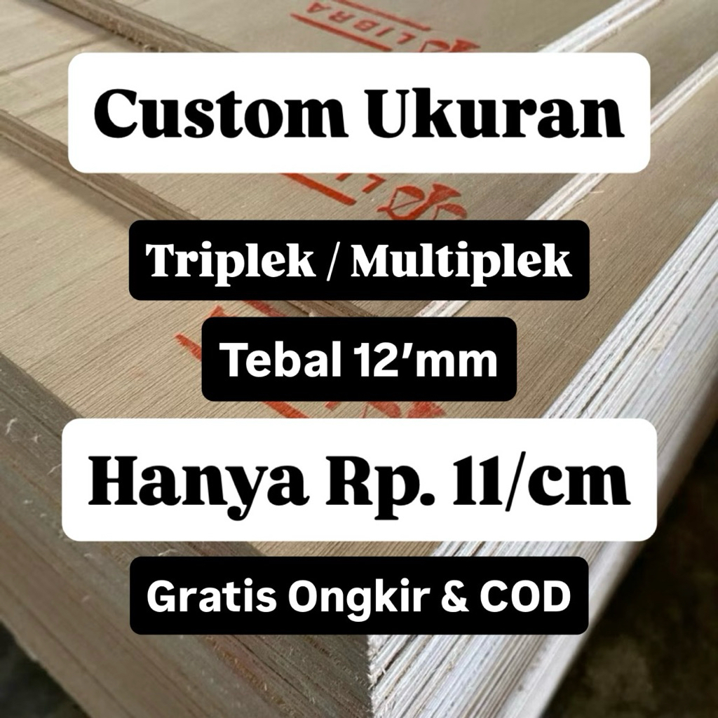 PREMIUM Triplek Custom Tebal 12mm Meranti Plywood Multiplek Halus