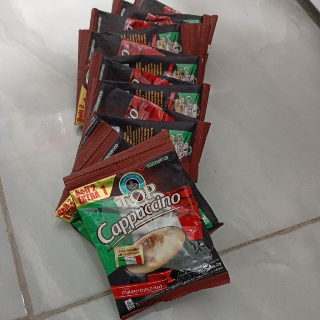 

TOP cappuccino renceng with chunchy choco malt25g