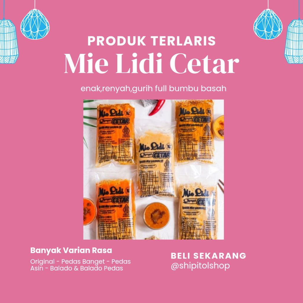

Mie lidi cetar Nyonyah Cetar Mie Lidi Cetar Bumbu Basah Pedas Gurih Asin Enak Cemilan Snack Food 120gr Aneka Snack & Oleh-Oleh Khas Banyumas Makanan