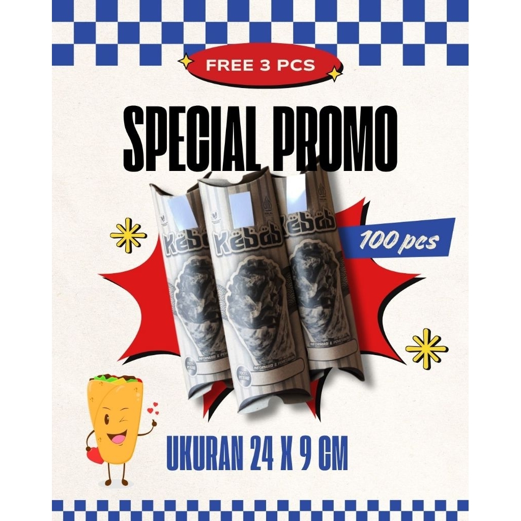 

PROMO Kardus Kebab || Bungkus Kebab || Kemasan kebab elegan isi 100 pcs uk 24 x 9 cm bahan Kraft