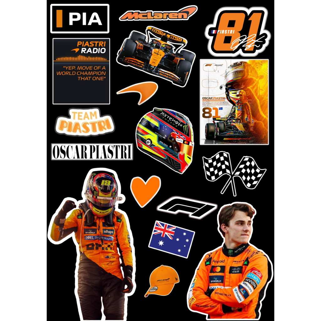 

Sticker Formula 1 Oscar Piastri McLAREN | 17 Pcs Vinyl Waterproof