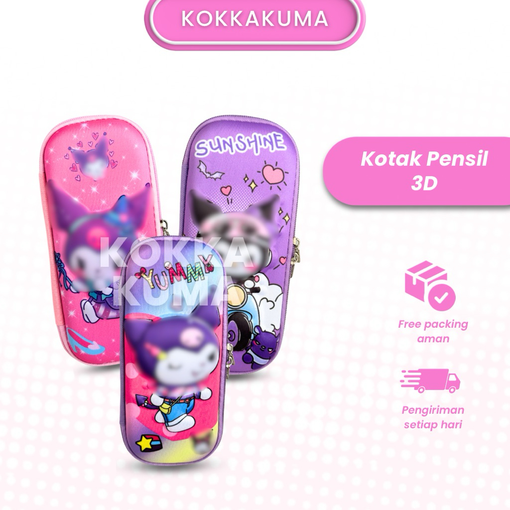 

( KKM ) KARAKTER KARTUN Kotak Pensil Bahan EVA Motif Cowok Cewek Retsleting Anak Sekolah Waterproof Anti Air