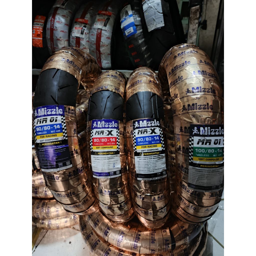 BAN MIZZLE MR01 SOFT COUMPOUND RACING TUBELESS MIZZLE MR 01 ,MIZZLE MR01 90/80-14 ,MIZZLE MR01 100/8