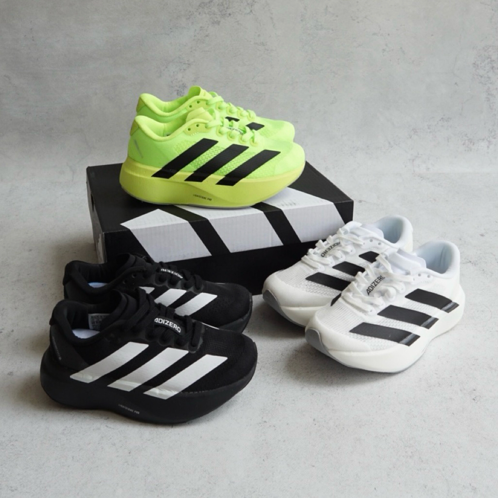 AD Adizero EVO SL Kids Sneakers | size 26-37 | black white lucid lemon | sepatu sneaker running seko