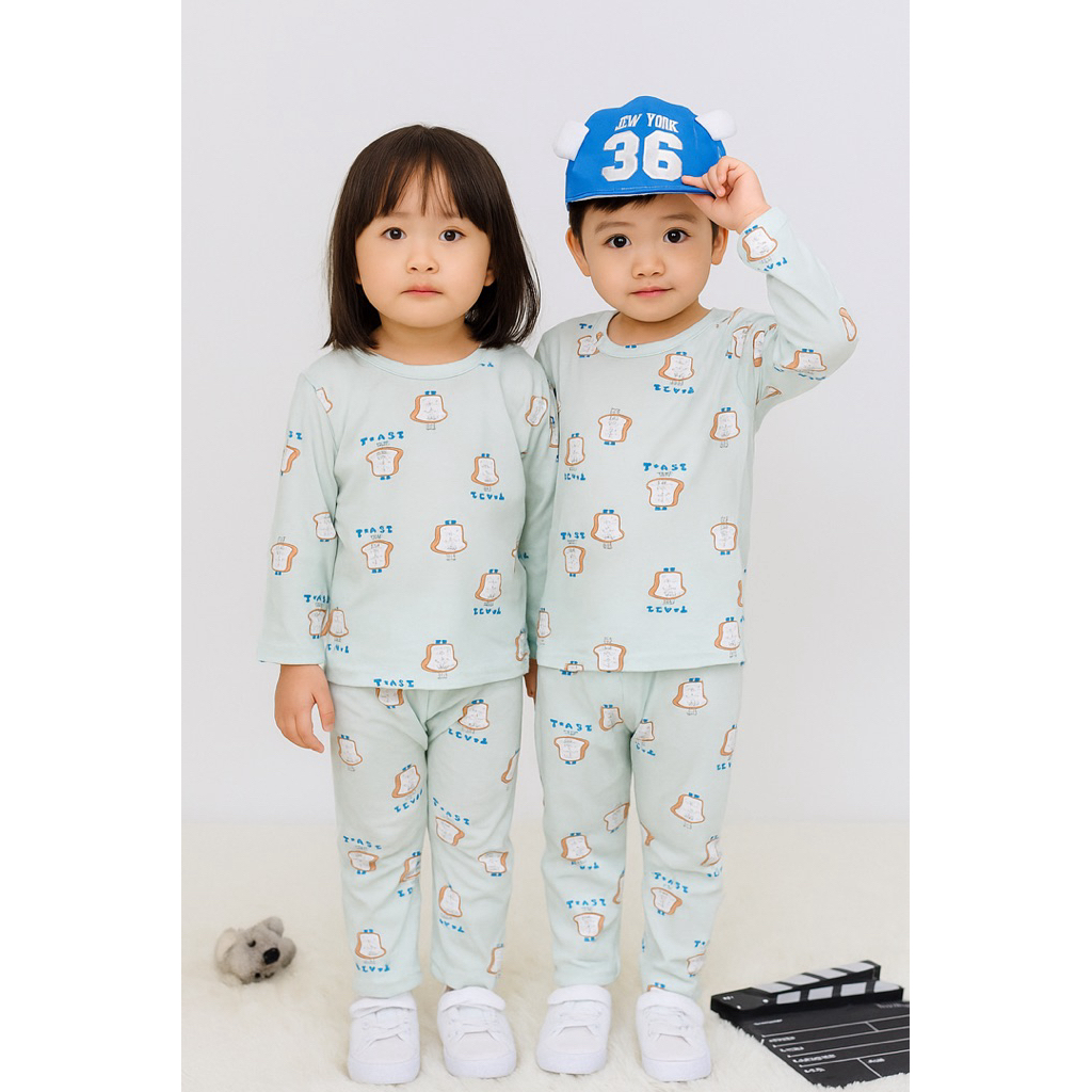 Piyama  import anak laki-laki dan perempuan 6 bulan - 5 tahun karakter | Hijau Mint
