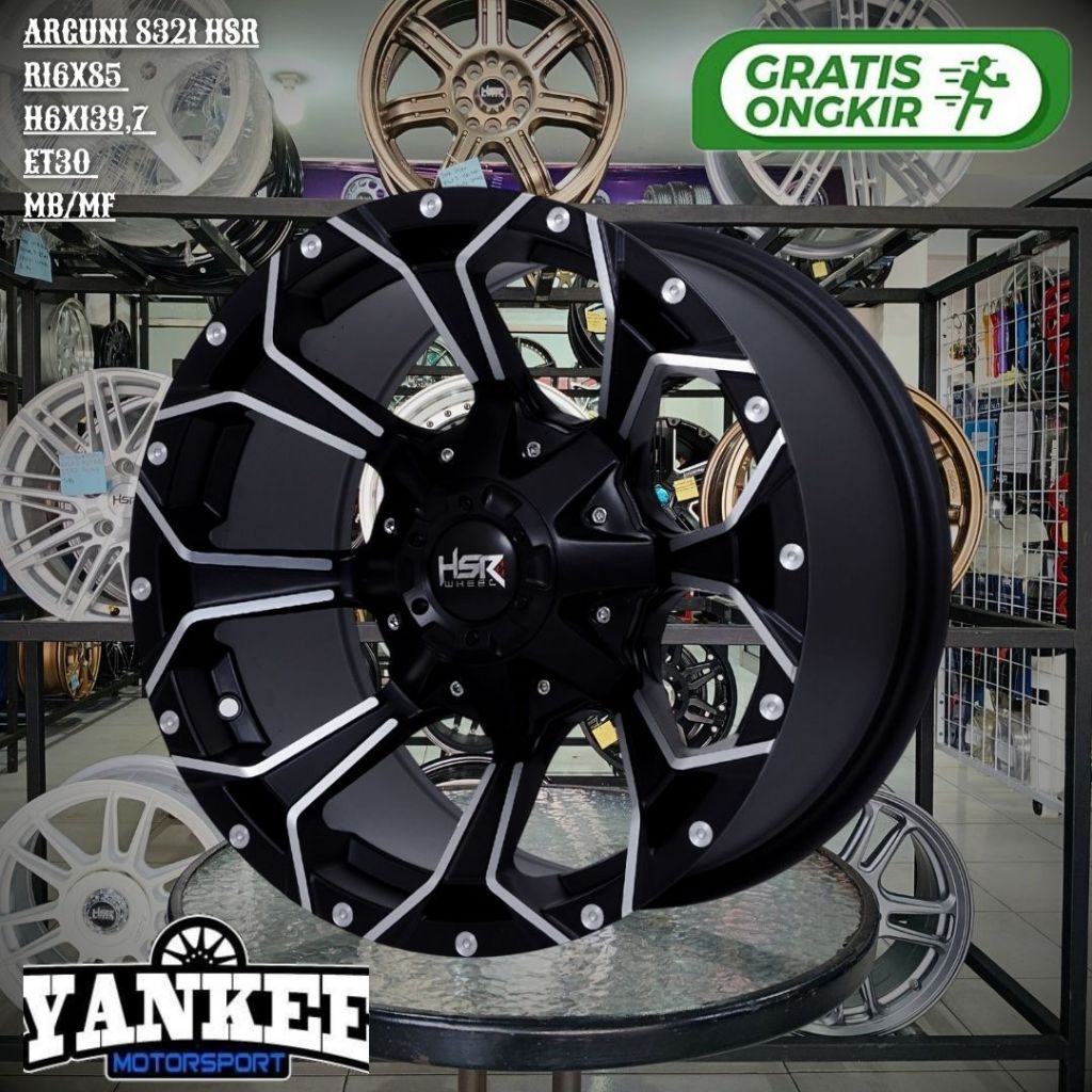Velg Mobil HSR ARGUNI 8321 Ring 16 R16 LEBAR 8,5 Lubang 6 buat DMAX,HILUX DC,COLORADO