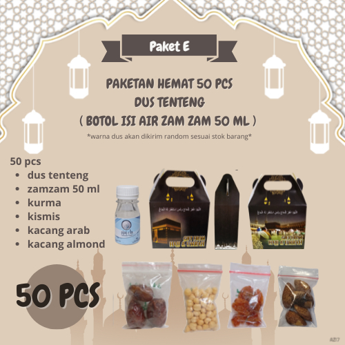 

paketan hemat almond dus teng teng untuk oleh oleh haji dan umroh 50 pcs ( botol isi air zam zam 50 ml )