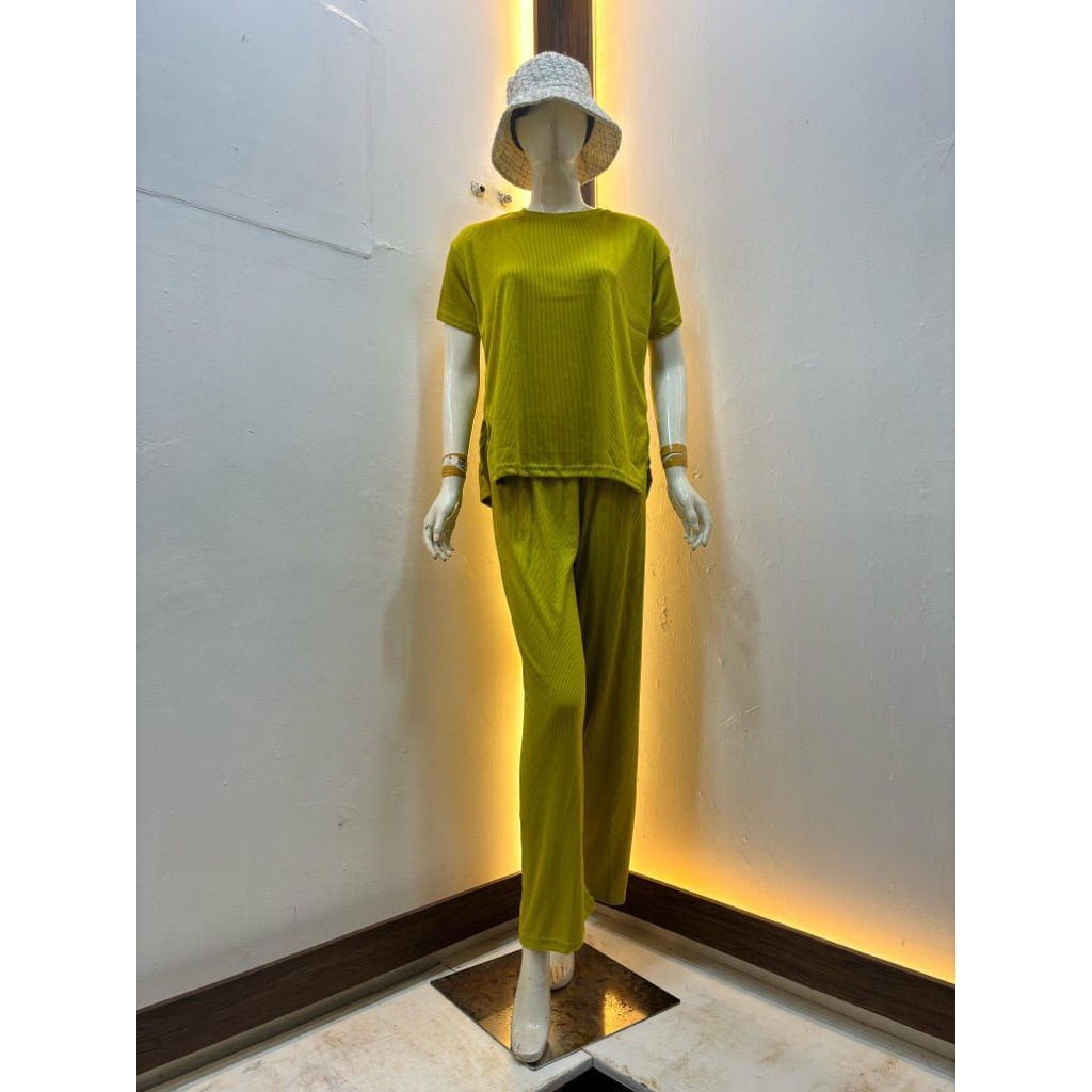 STELAN WANITA KEKINIAN TANGAN PENDEK//STELAN WANSET POLOS RIB PREMIUM