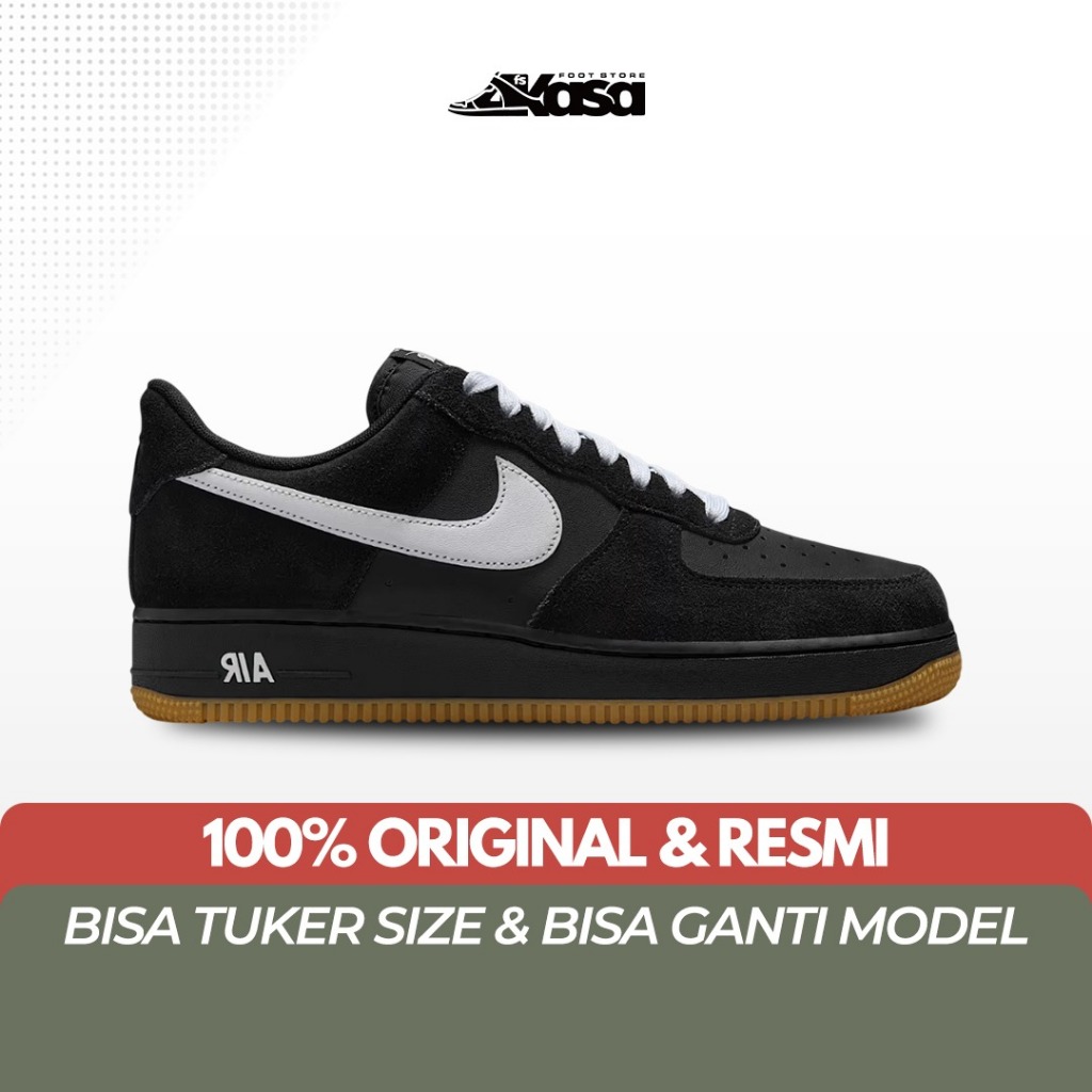 Sepatu Sneakers Pria NK  Air Force 1 07 LV8 Black Gum Light Brown White