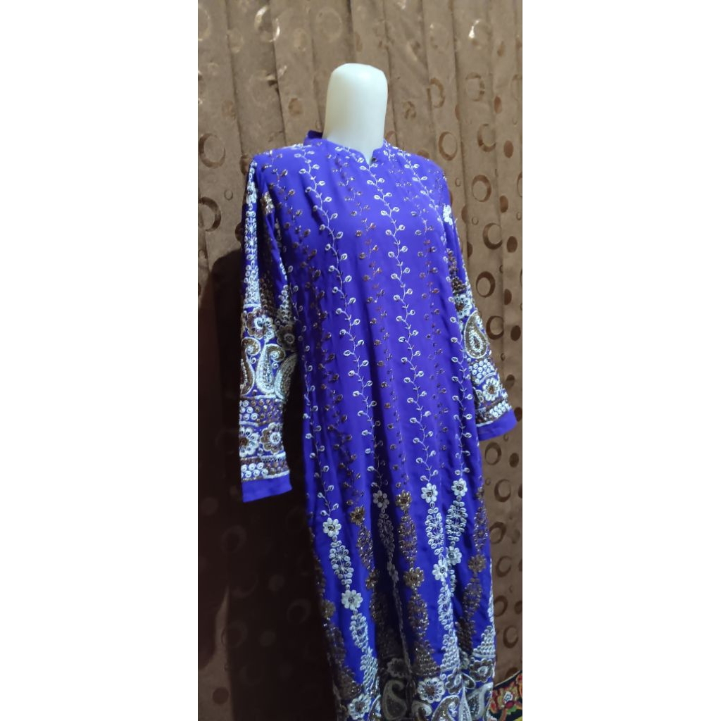 Gamis ungu bordir mewah ori