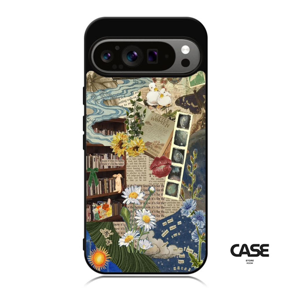 Phone Case Google Pixel 9 8 7 6 5 4 3 Pro XL 4g 5g TPU Custom Softcase Flowery Books