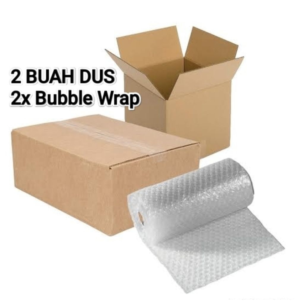 

2x dus + 2x bubble wrap untuk paket bungkusan produk lebih super extra aman