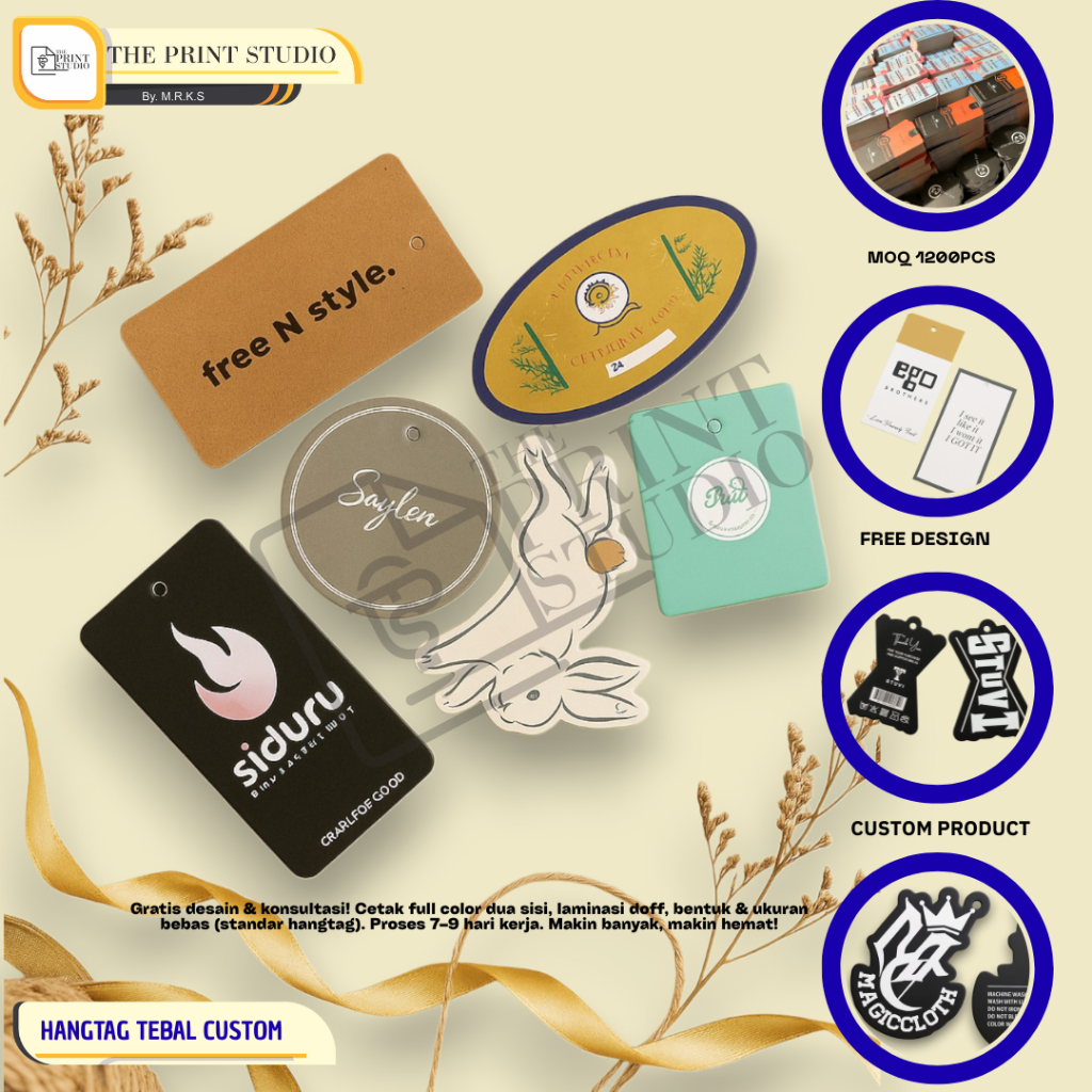 

Hangtag Custom Ivory 700gsm | Full Color | Free Desain | MOQ 1200 pcs