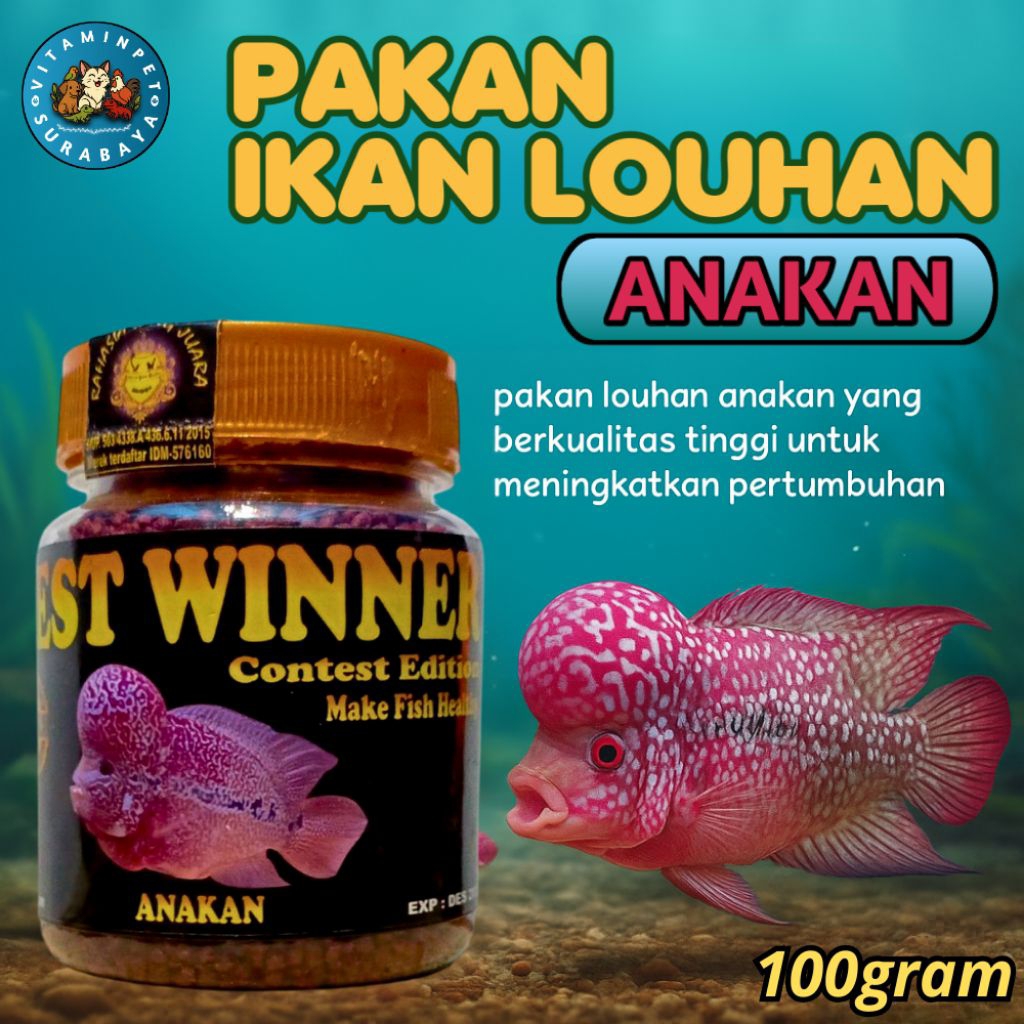 Pakan ikan louhan Premium anakan kemasan toples 100gram - Rahasia sang juara