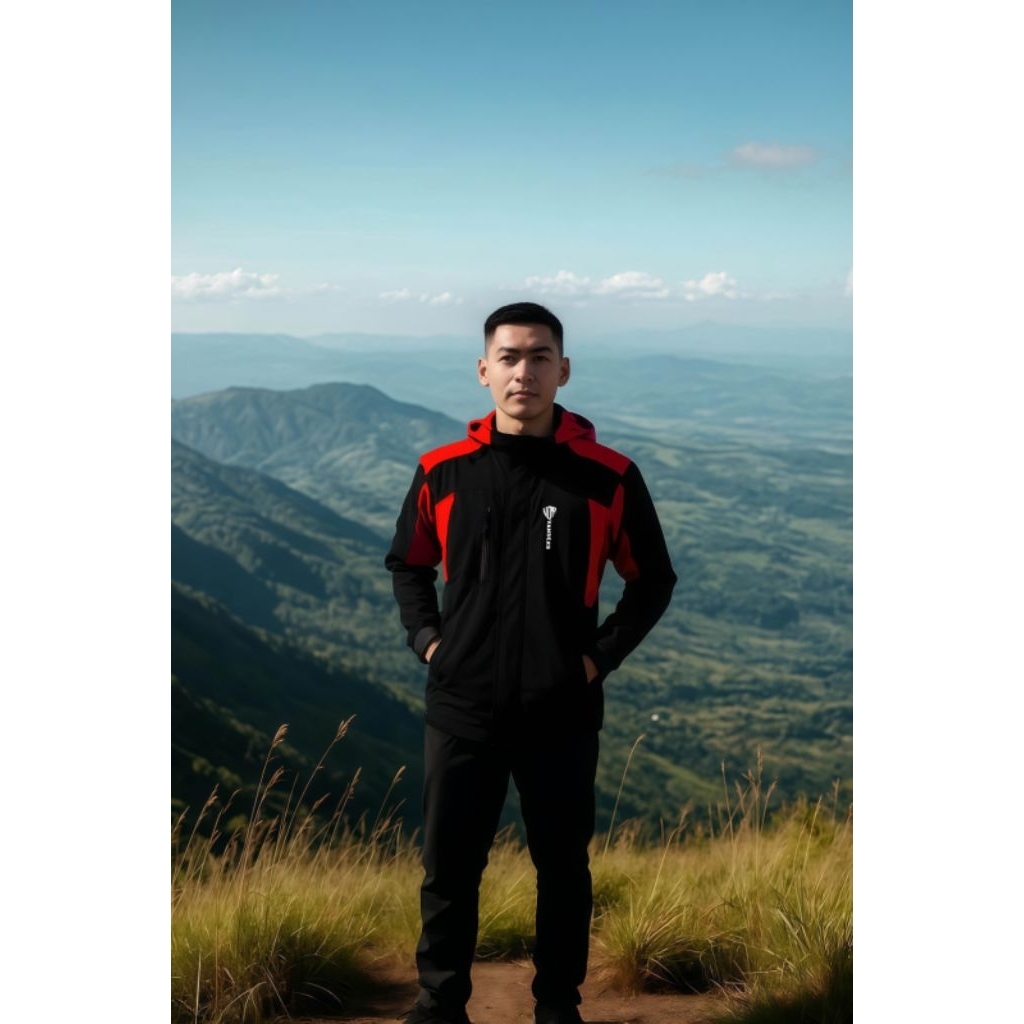 JAKET OUTDOOR BLACK RED VANDERS ORIGINAL BAHAN GORETEX IMPORT 100% TAHAN HUJAN DERAS