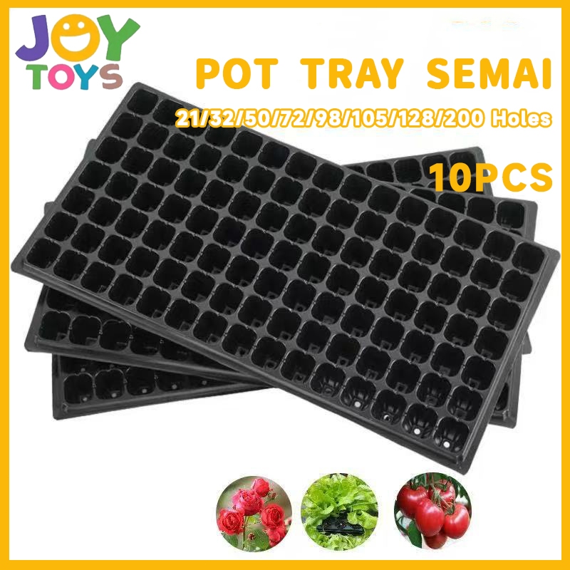 JOY 10PCS Tray Semai 0.8mm Pot Tray Penyemaian Bibit Tanaman 21/32/50/72/105/128/200/300 Holes