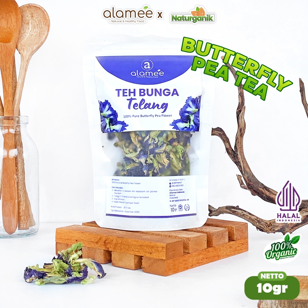 

ALAMEE Bunga Telang Teh Butterfly Pea Tea Organik Herbal Dried Flower Kering 10gr Premium Naturganik