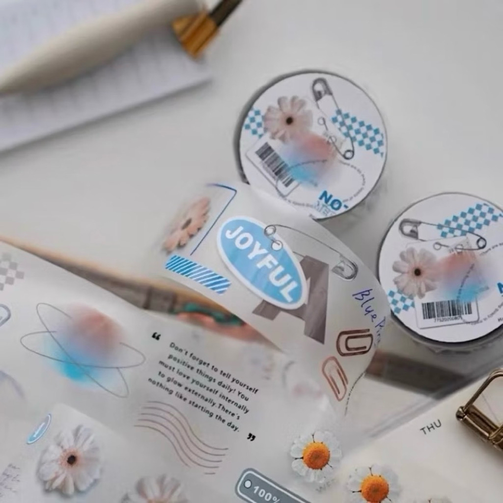 

[Sample per meter] Qiqiyu Blue Dotted Lines PET Tape