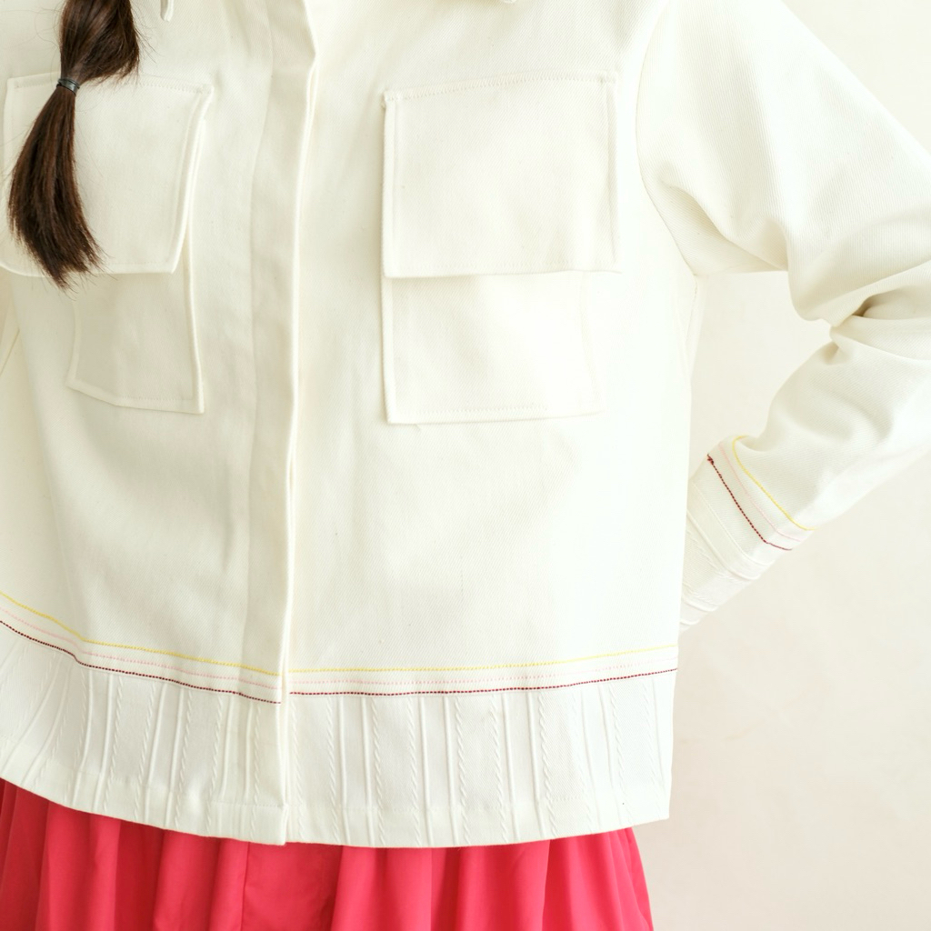 BAYLA WHITE JACKET - Jaket Putih Kombinasi - Jaket Denim Putih - Jaket Katun Denim