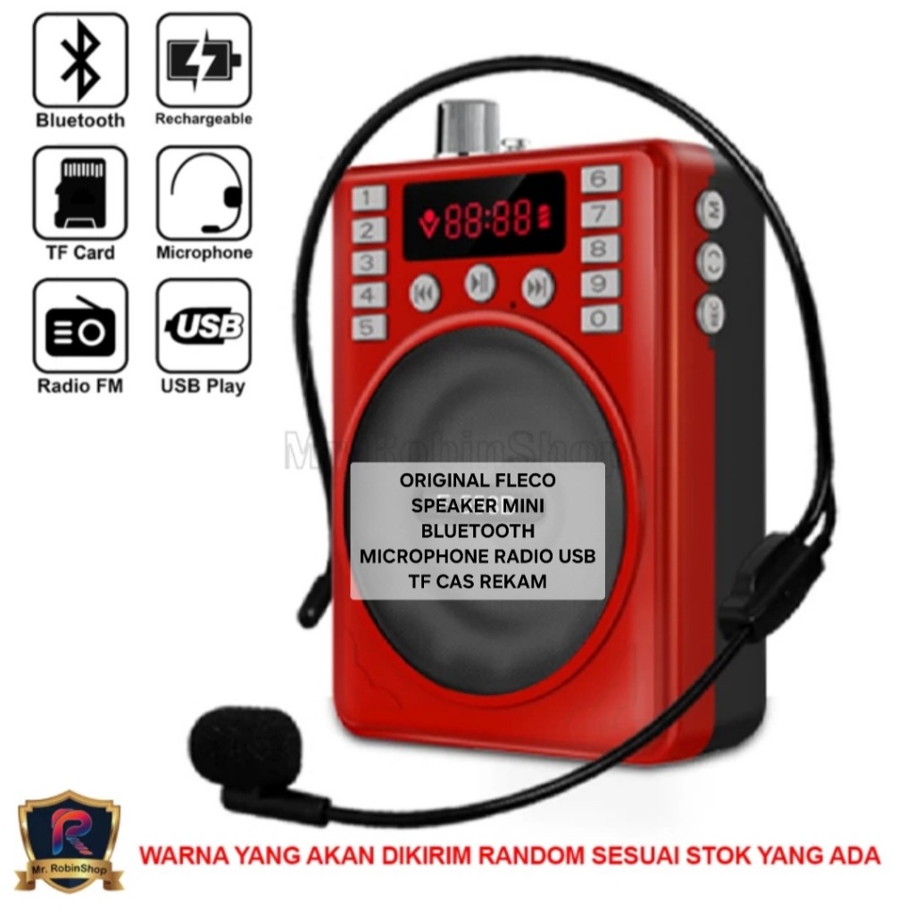 ORIGINAL FLECO MEGAPHONE SPEAKER BLUETOOTH MIC MINI SPEKER USB TIPE TYPE C SPK MIK MIX CAS CHAS KARA