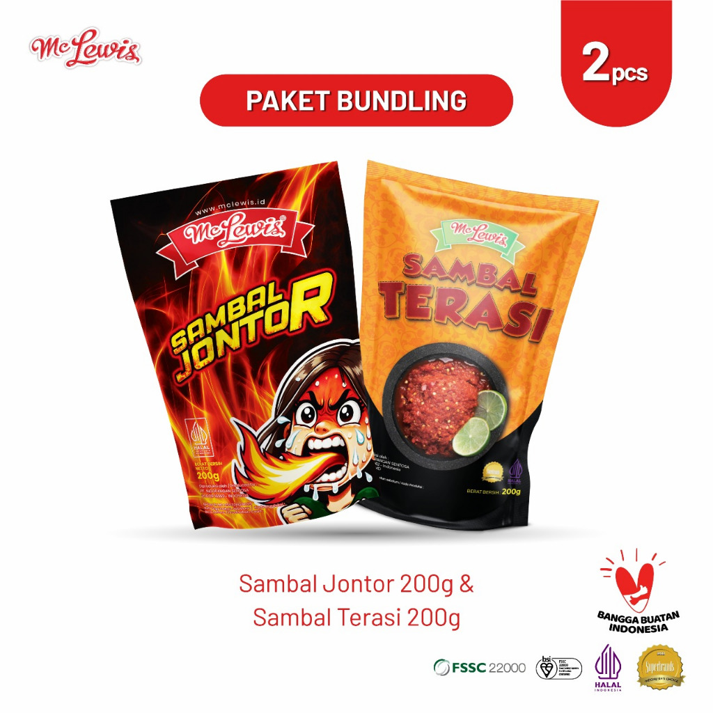 

[Paket Bundle] Mc Lewis Sambal Terasi 200gr + Mc Lewis Sambal Jontor 200gr